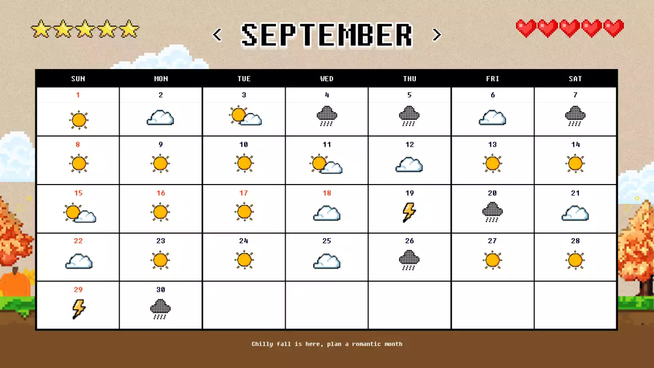 빨강과 하늘색의 레트로한 새해 1년 달력