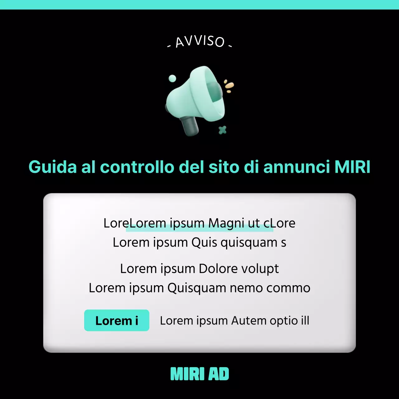 Un semplice avviso di manutenzione del sito in nero e menta