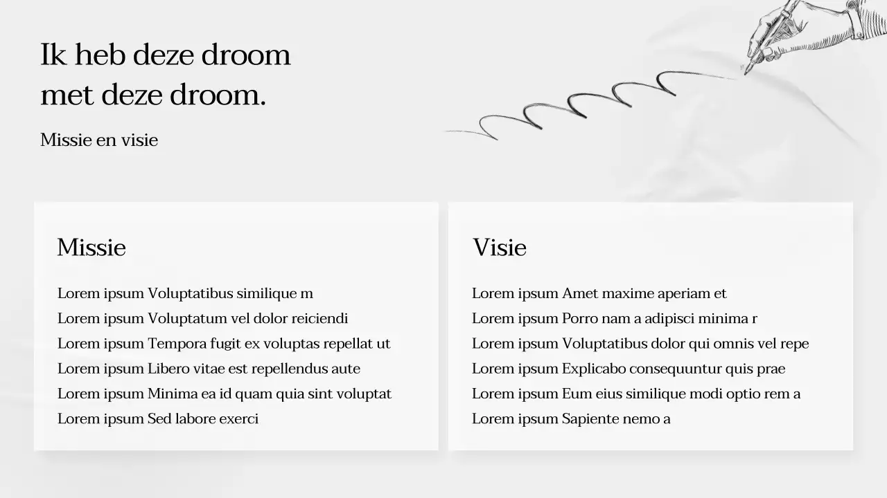 Een eenvoudig, grijs, verhalend bedrijfsprofiel