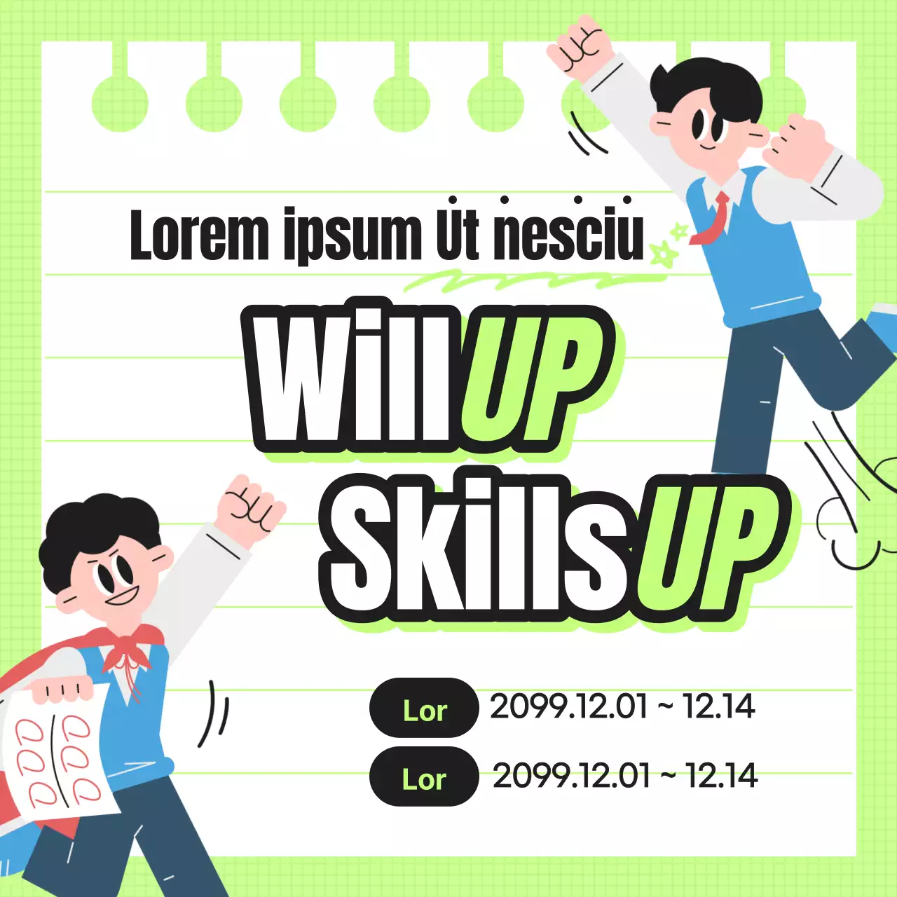 Promuovere le offerte speciali per il ritorno a scuola con accenti verde lime