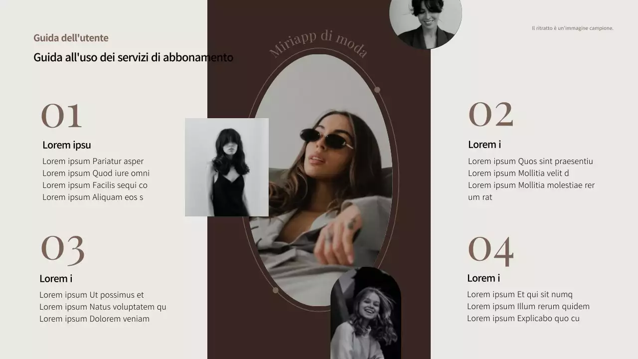 Moderno prospetto dei servizi aziendali in beige e marrone