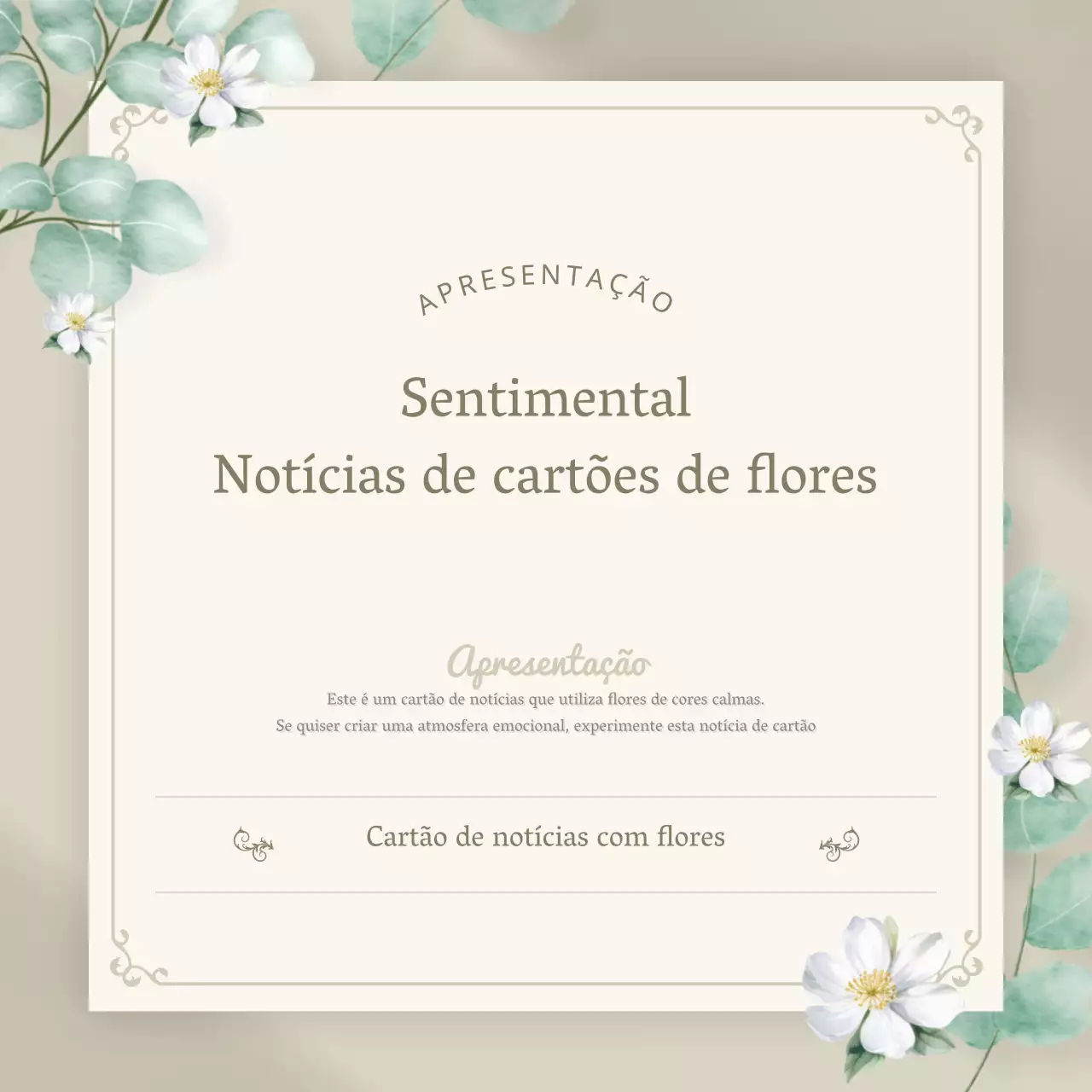 Luxuosa newsletter floral em bege e verde