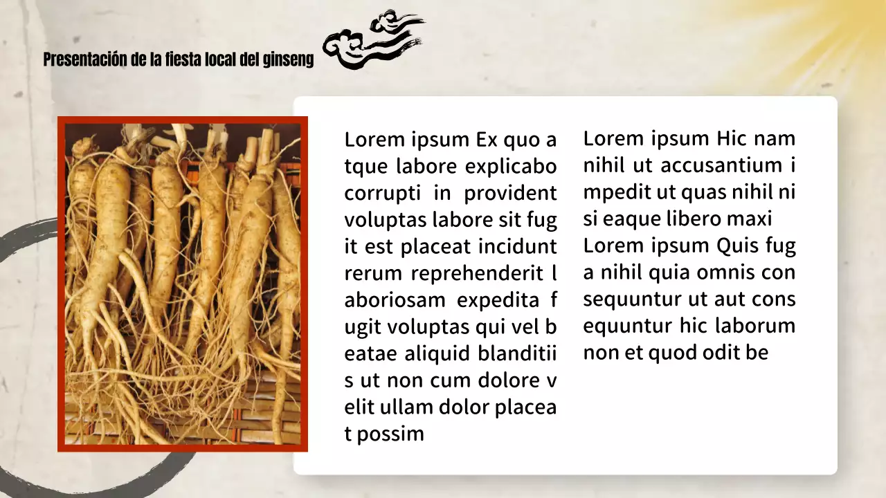 Guía de la fiesta tradicional del ginseng rojo y beige