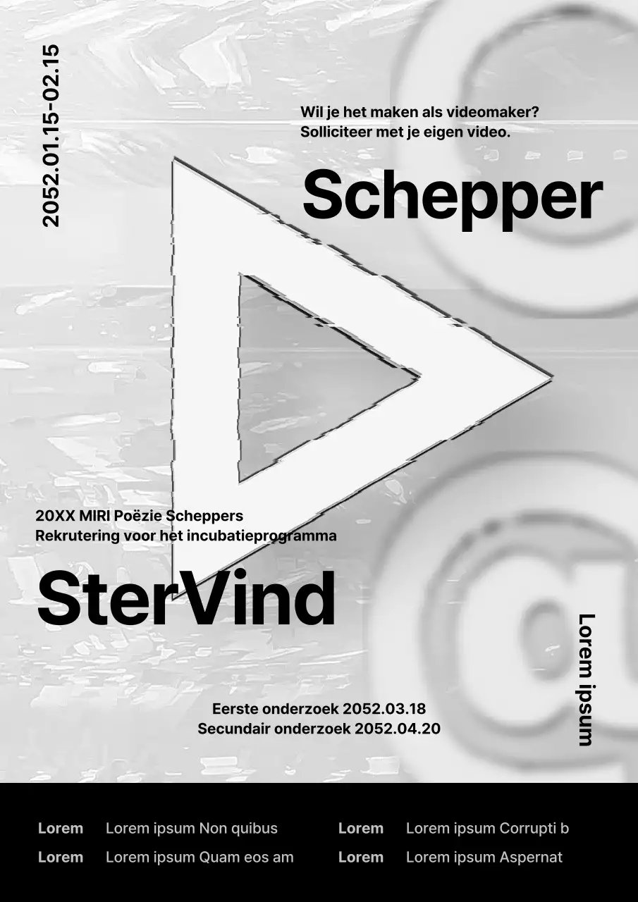 Advertentie voor grijs en zwart cybernetisch trainingsprogramma voor scheppers