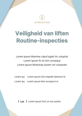 Modern liftonderhoudsbericht in lichtblauw en beige