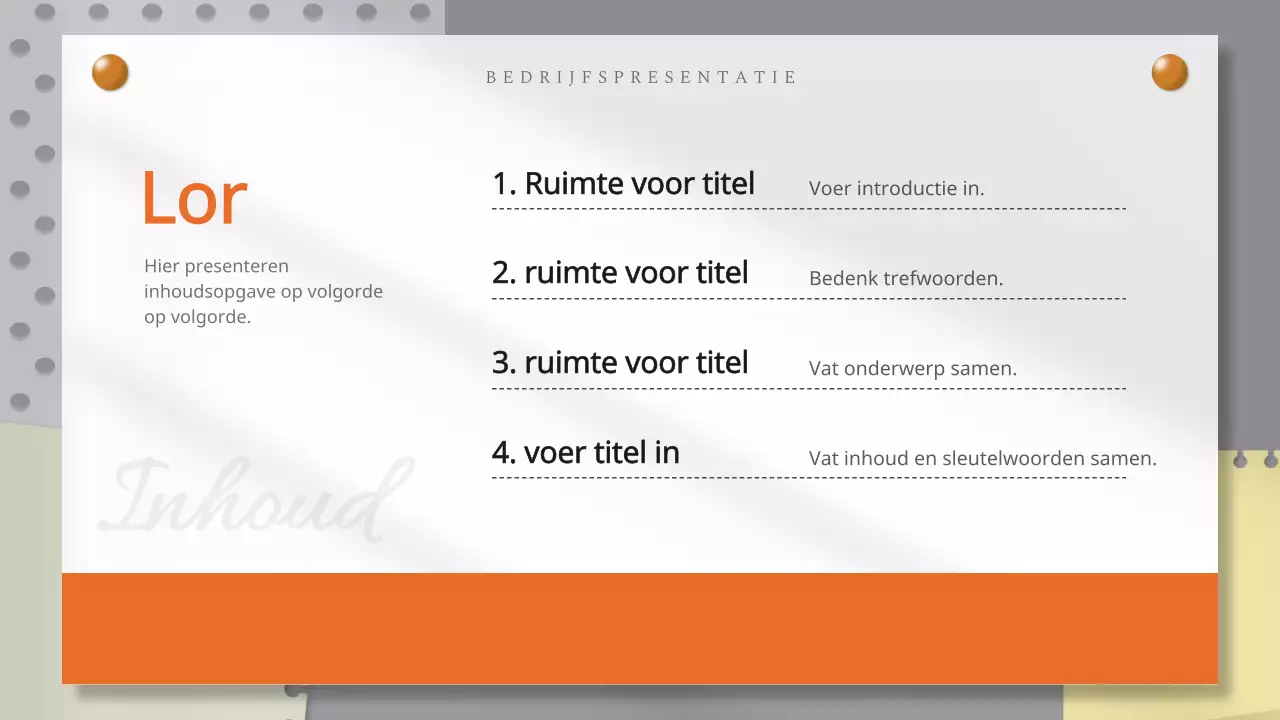 Een inleiding met een eenvoudige achtergrond van oranje en grijs