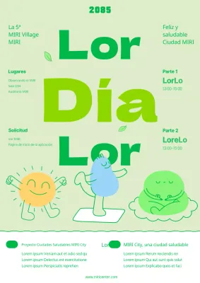 Promoción del Foro de Ciudades Saludables en verde y verde lima