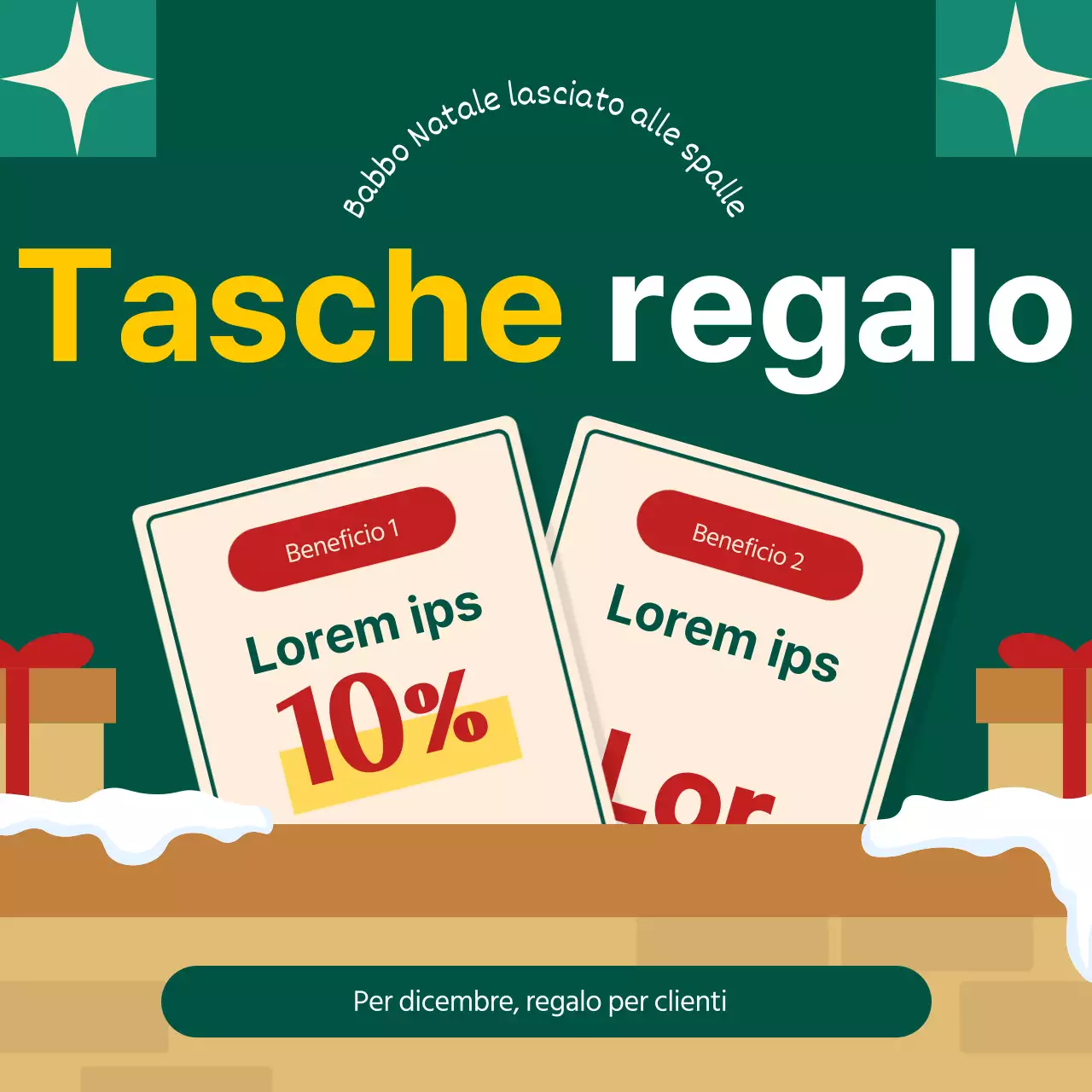 Pubblicizzare un simpatico pacchetto di sagome natalizie in verde e rosso