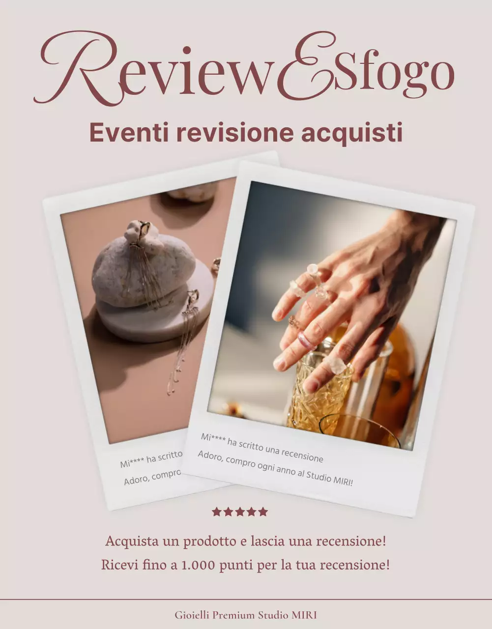 Un annuncio che vende un lookbook di accessori di gioielleria di tendenza in rosa e marrone.