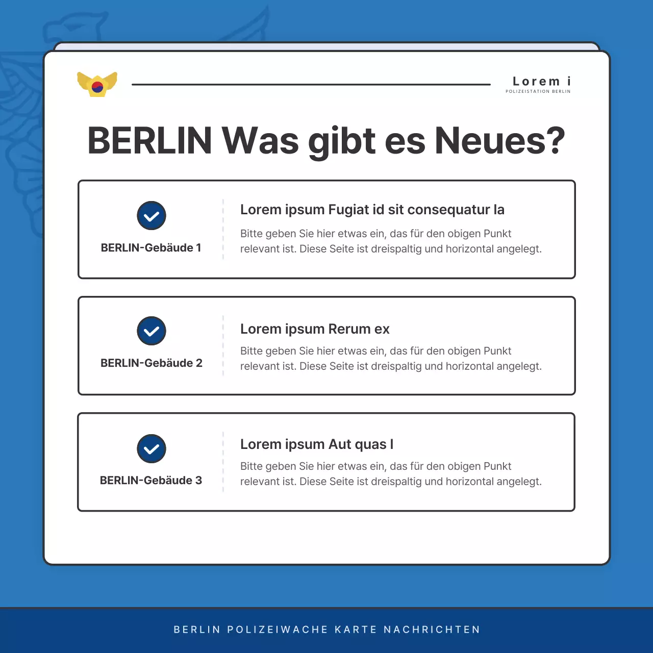 Standard-Newsletter der Polizeidienststelle in Blau und Marineblau