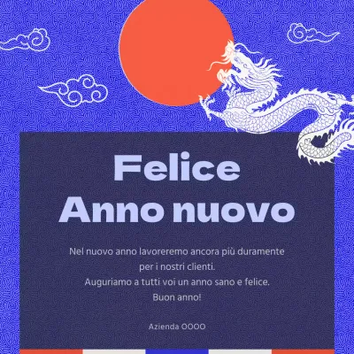 Auguri di Capodanno orientale in blu e rosso
