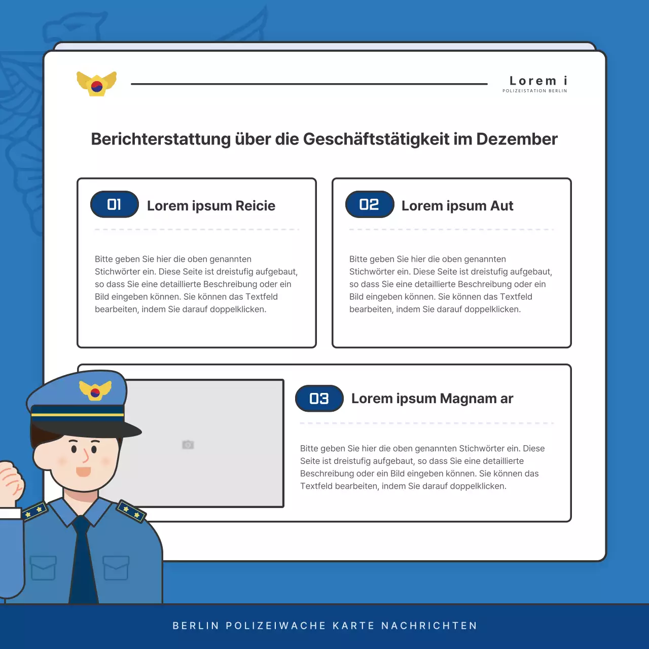 Standard-Newsletter der Polizeidienststelle in Blau und Marineblau