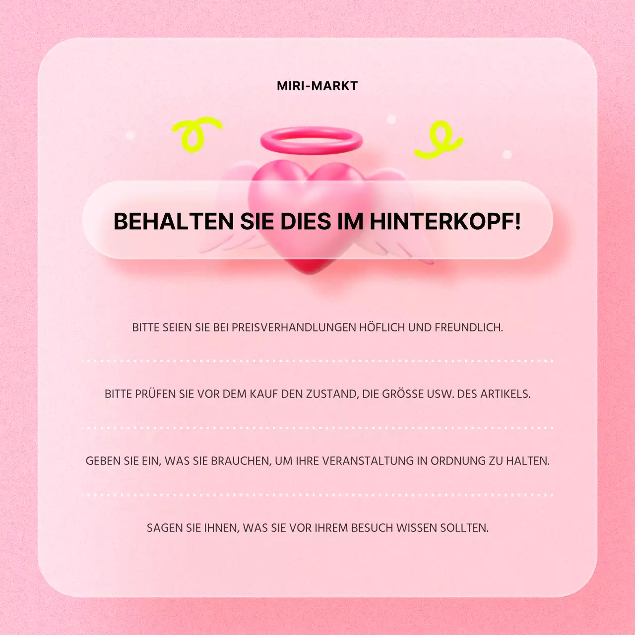 Ankündigung der rosa und roten Tauschbörse