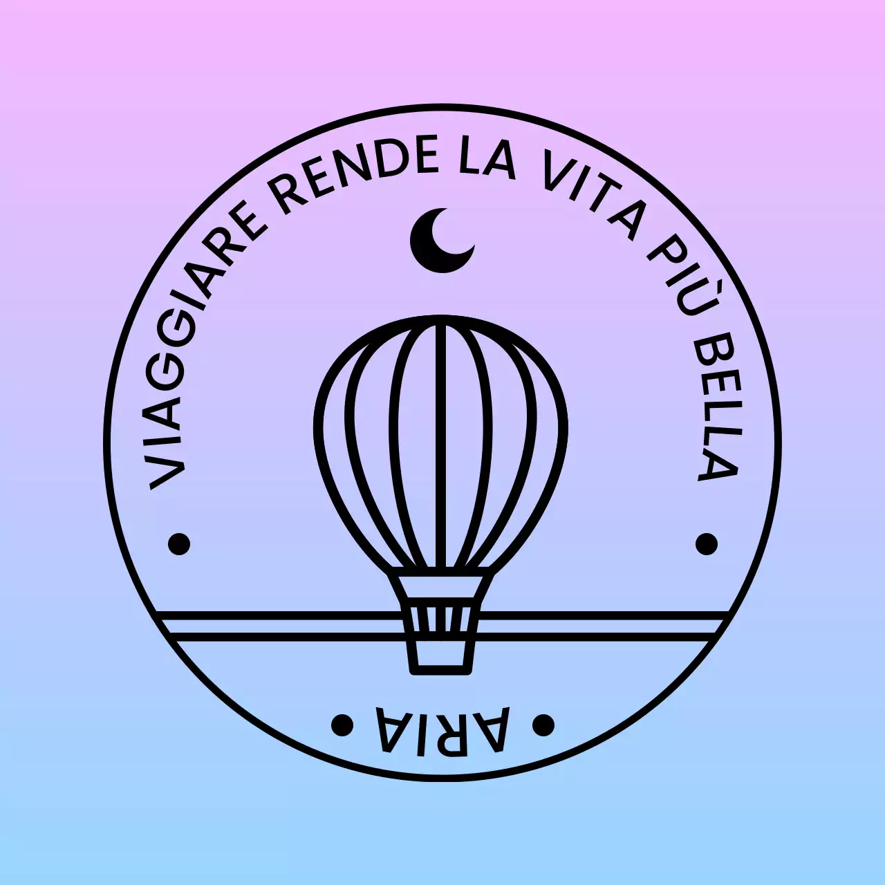 Timbro logo mongolfiera con gradienti