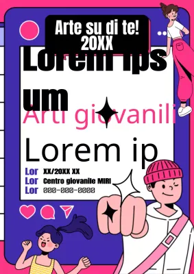 Invito kitsch per la presentazione dei giovani sui social media su sfondo rosa e viola