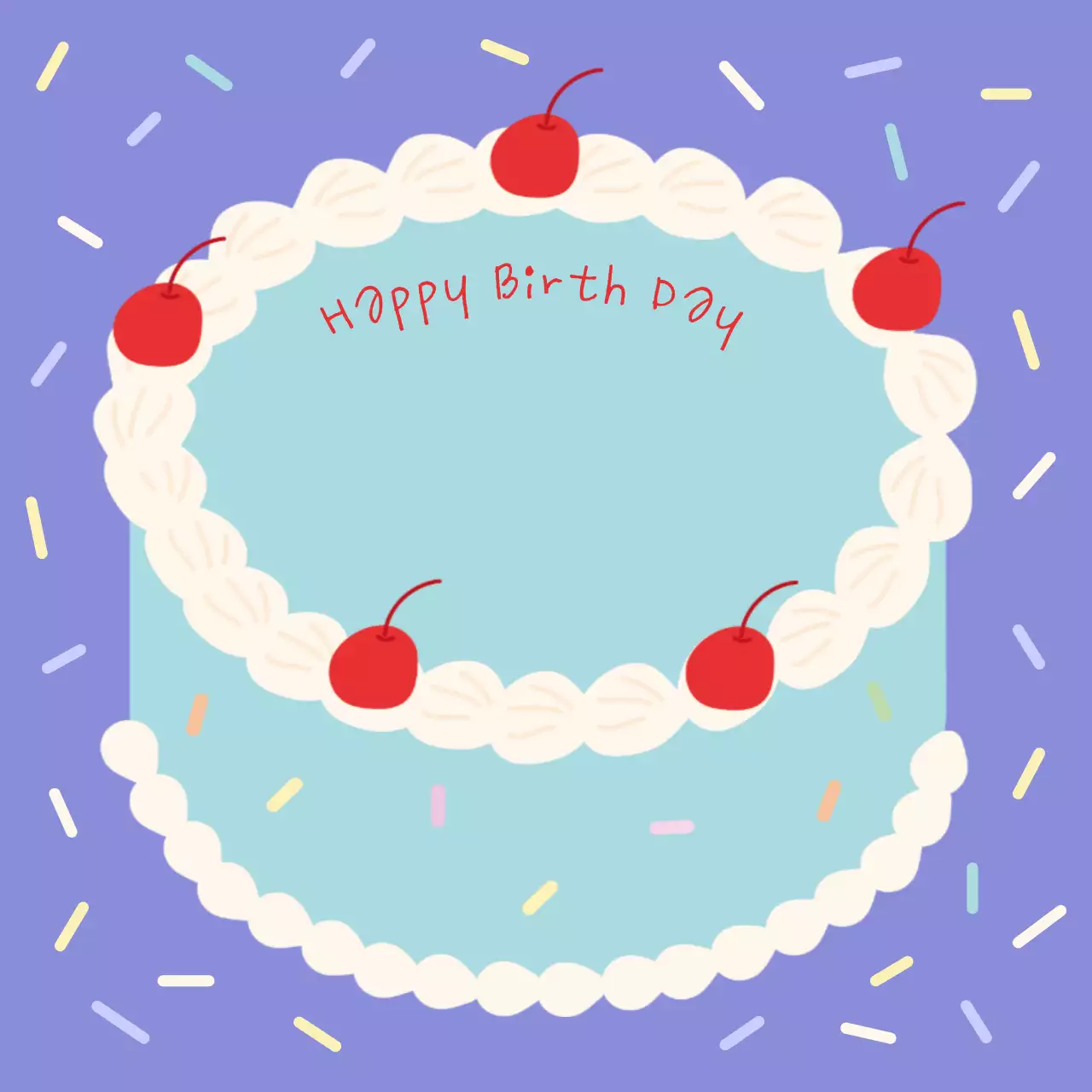 青 ポップ ケーキ ポスター SNS投稿 正方形