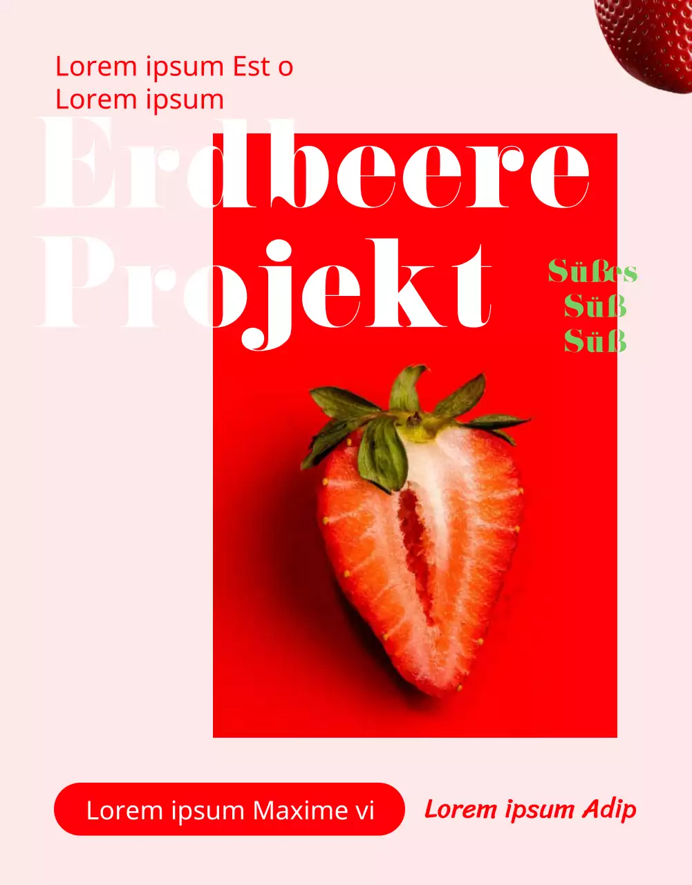 Förderung des Verkaufs von roten, hübschen Erdbeerwerkzeugen