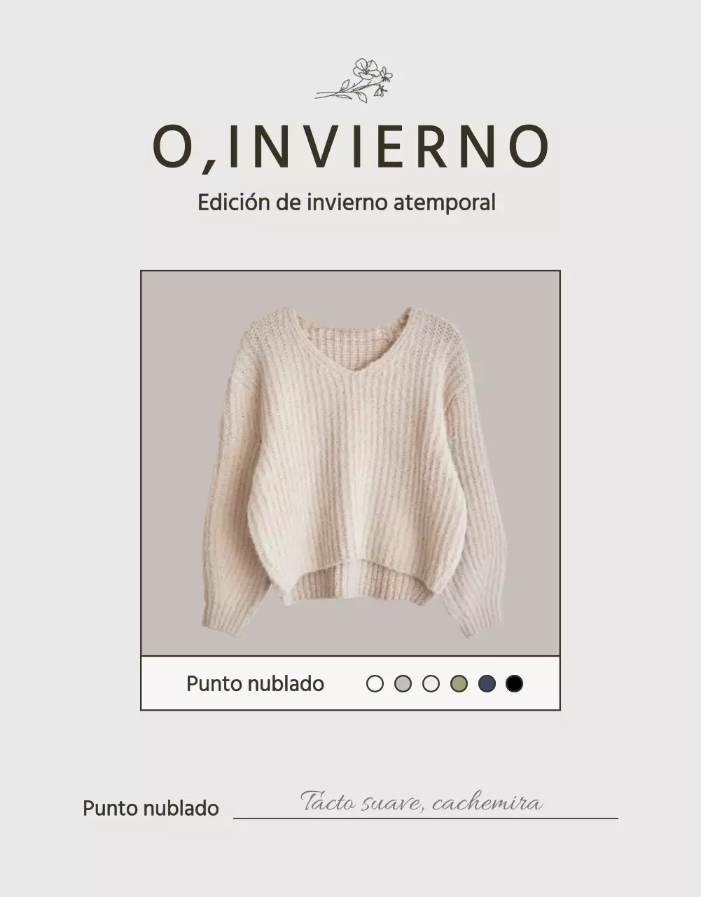 Moderno anuncio de prendas de punto de invierno en beige y marrón