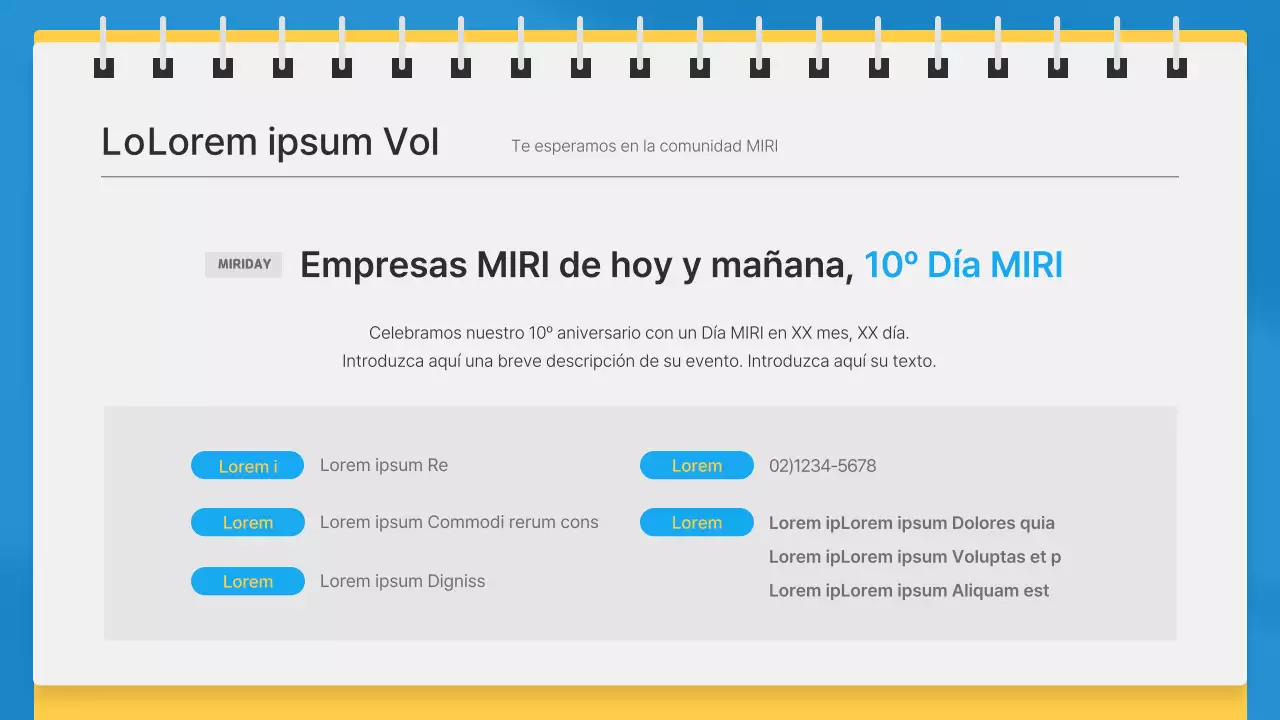 Boletín mensual corporativo sencillo en azul y amarillo