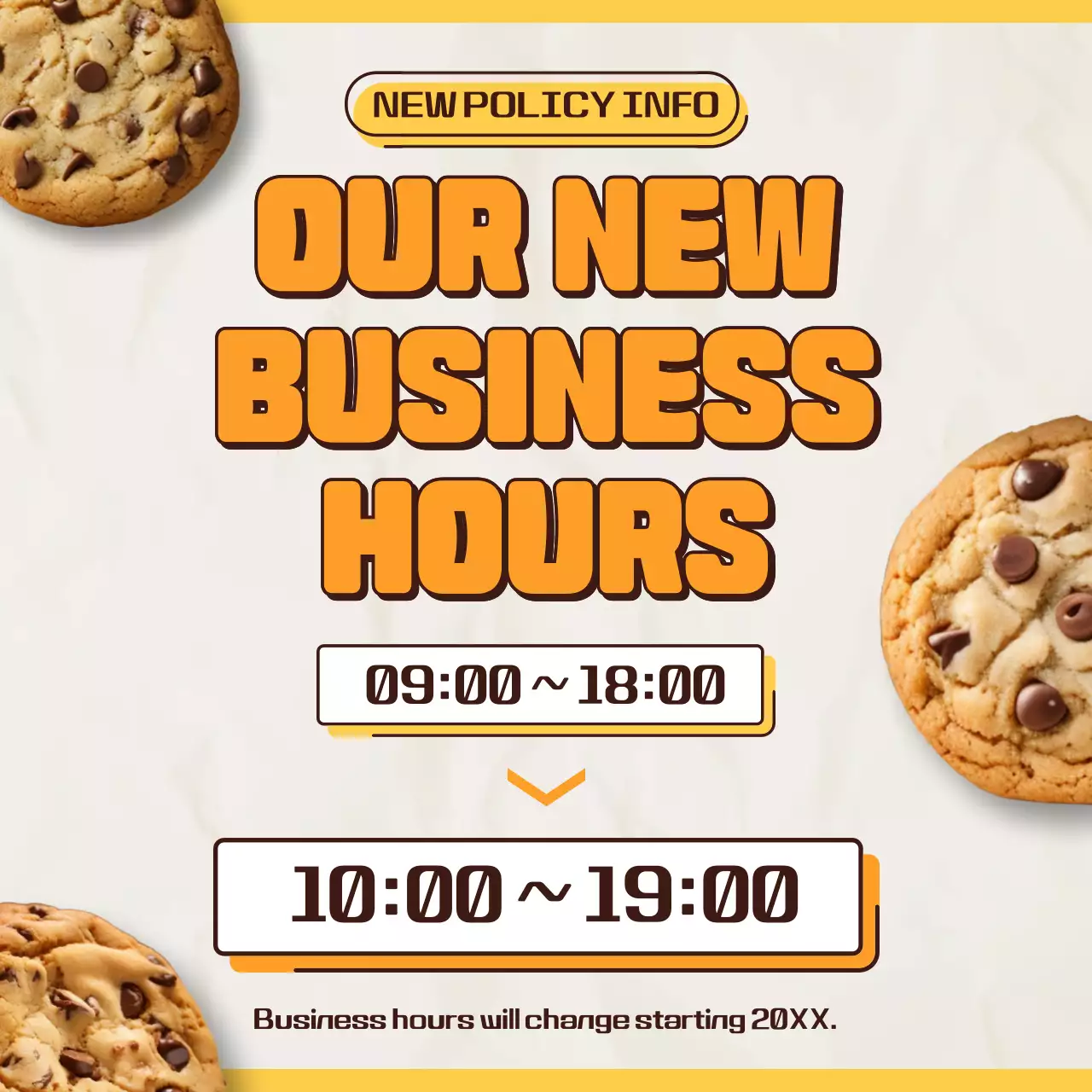 오렌지 레트로 사업 공지 소셜 미디어 게시물