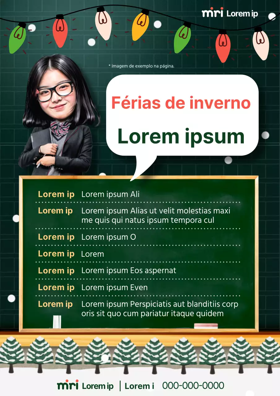 Promover um curso simples de férias de inverno sobre um fundo verde