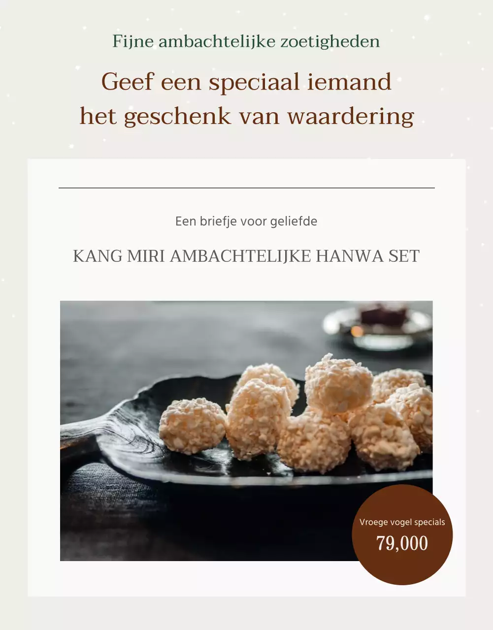 Advertentie voor een eenvoudige hanwa vakantiegeschenkset in beige en bruin