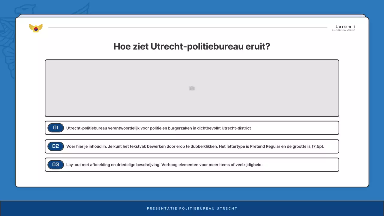 Standaard nieuwsbriefberichten politiebureau in blauw en marineblauw