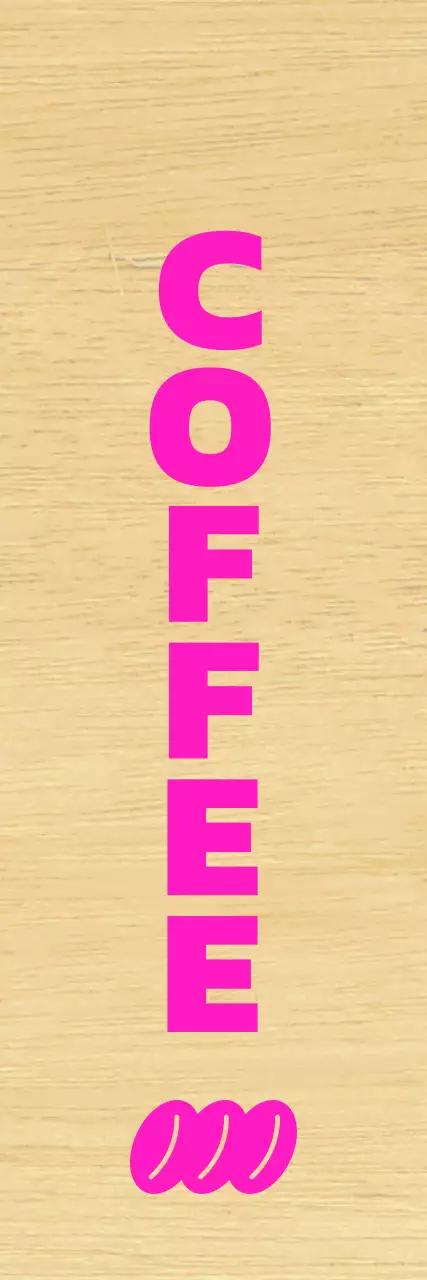 Kafe dengan huruf hitam bersih dan aksen merah muda