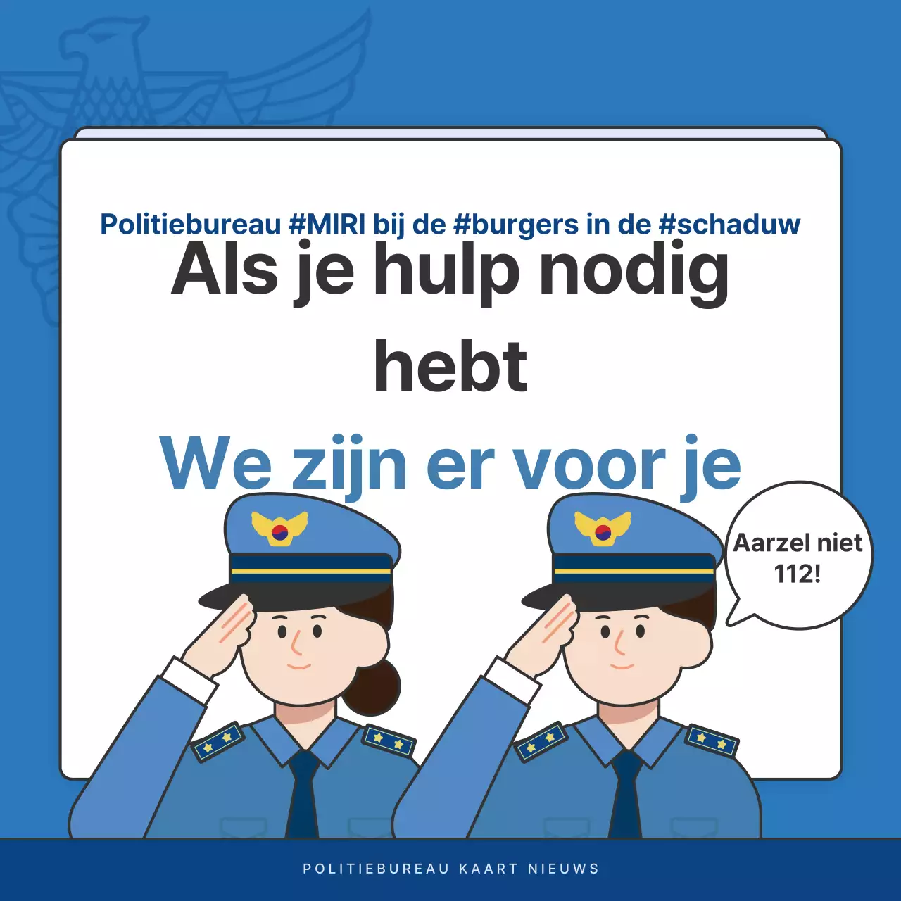 Standaard nieuwsbriefberichten politiebureau in blauw en marineblauw