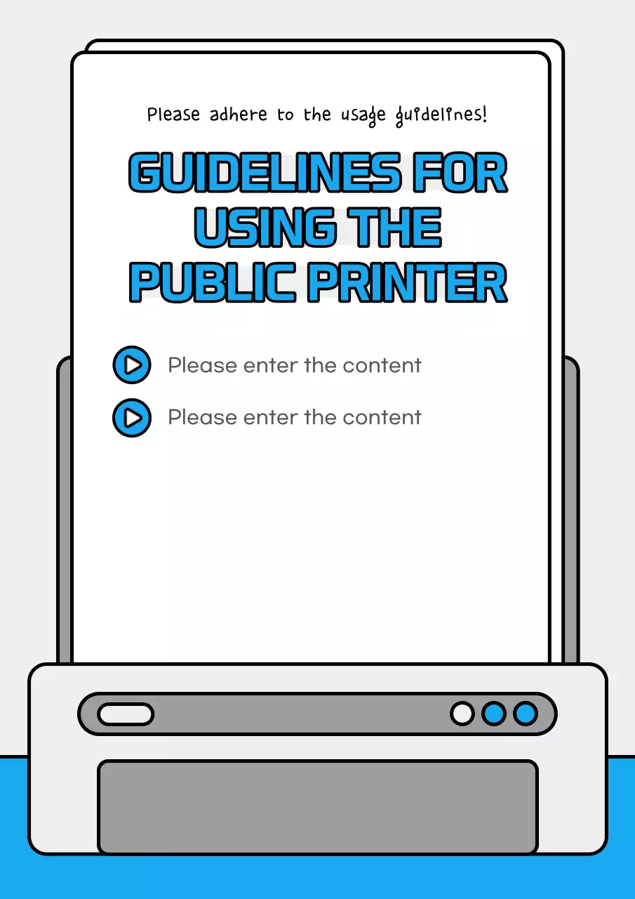 블루 심플 프린터 가이드라인 포스터