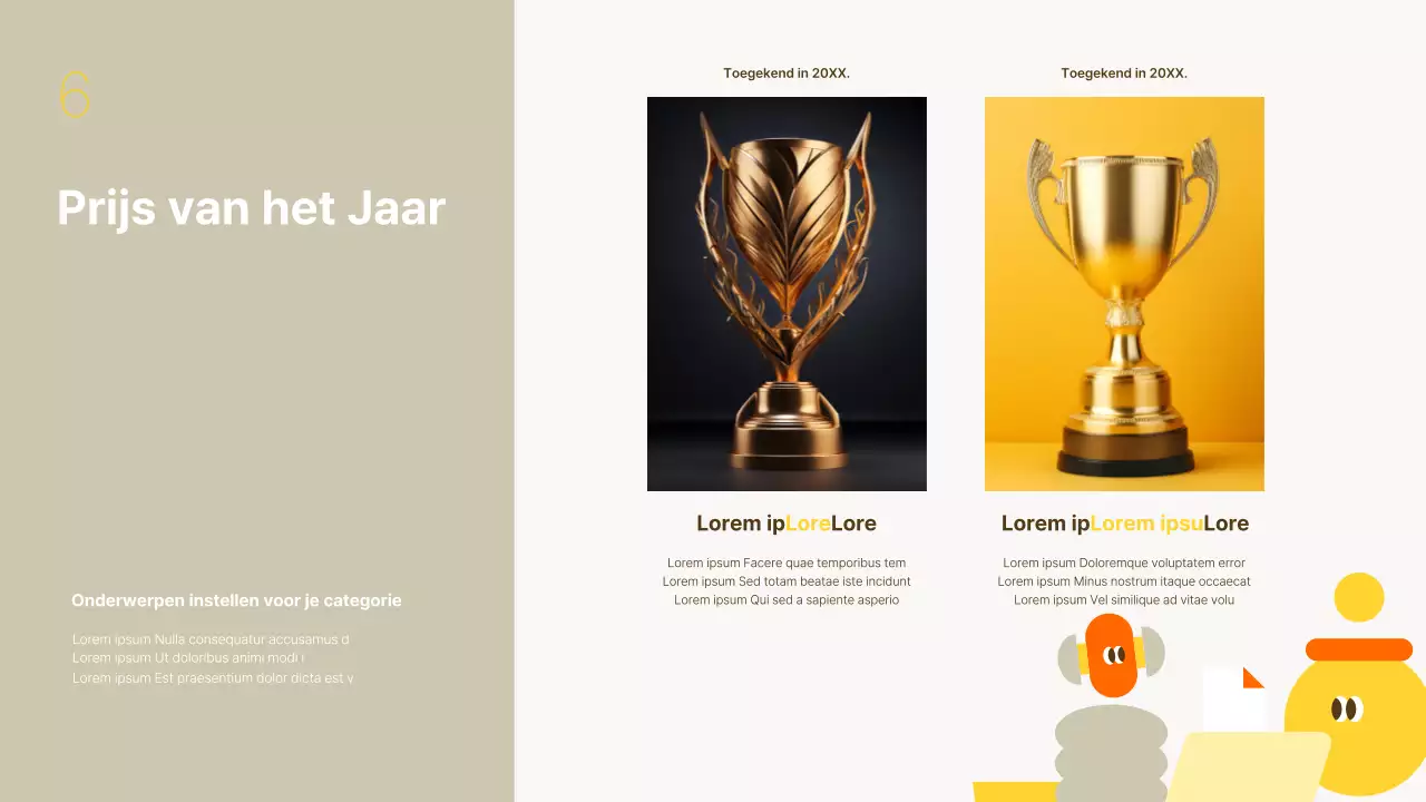 Een eenvoudig eindejaarsrapport in geel en beige