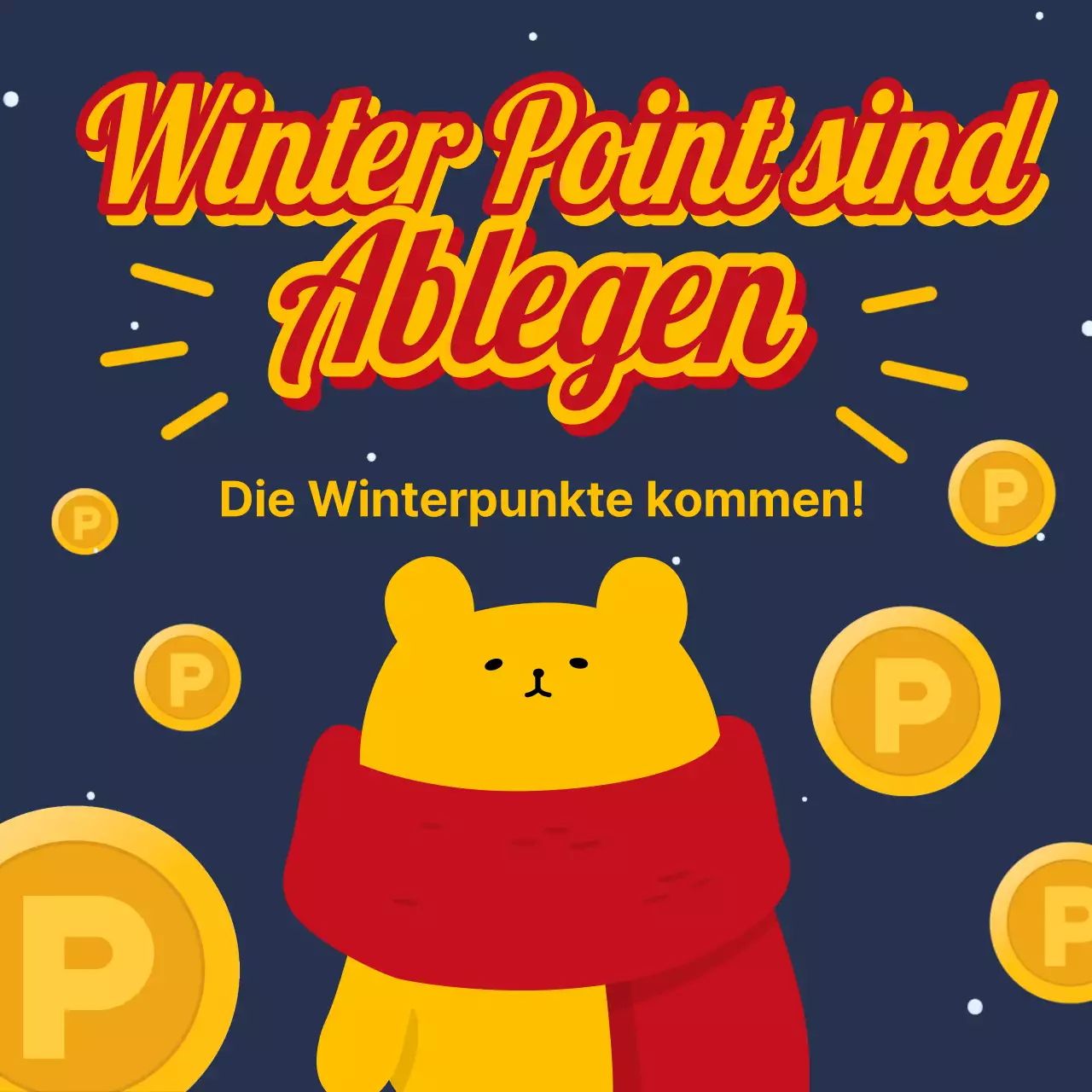 Pop-Art-Anzeigen für Treue- und Rabattaktionen im Winter in Blau und Gelb