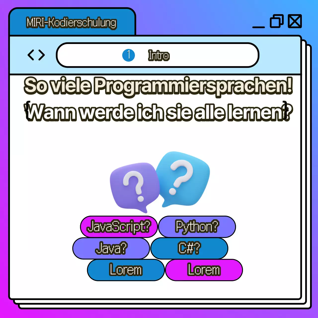 Förderung der kitschigen Kodierungsausbildung in Blau und Lila