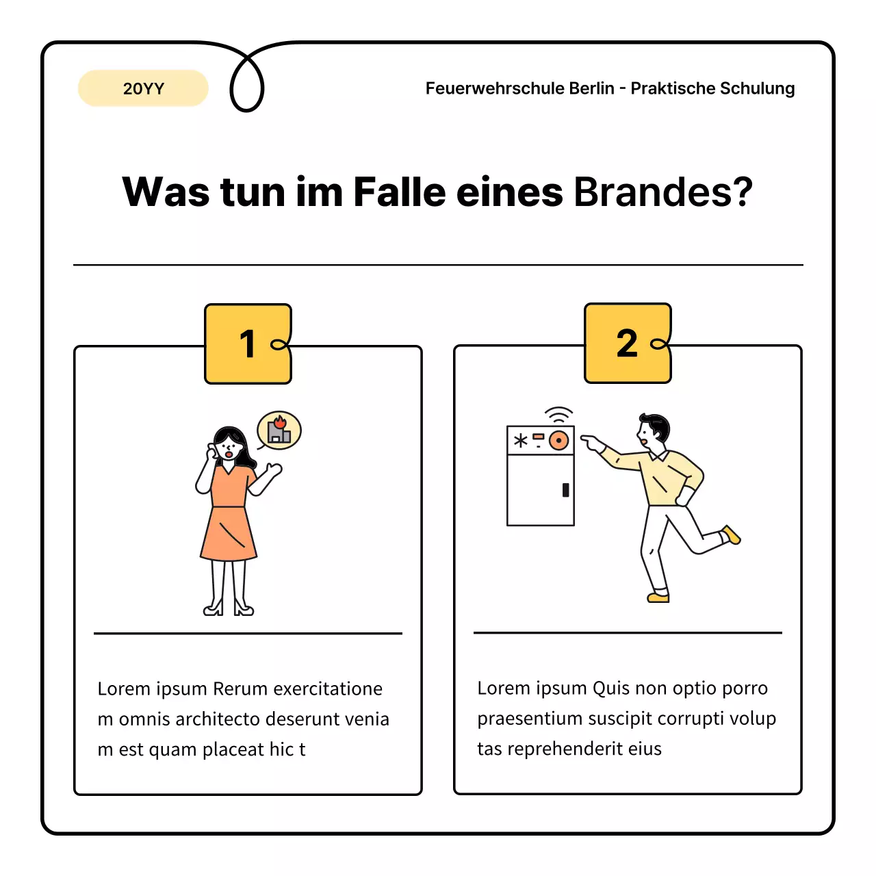 Gelbe und orangefarbene Grundlagen und ein süßes kleines Merkblatt zur Brandschutzerziehung