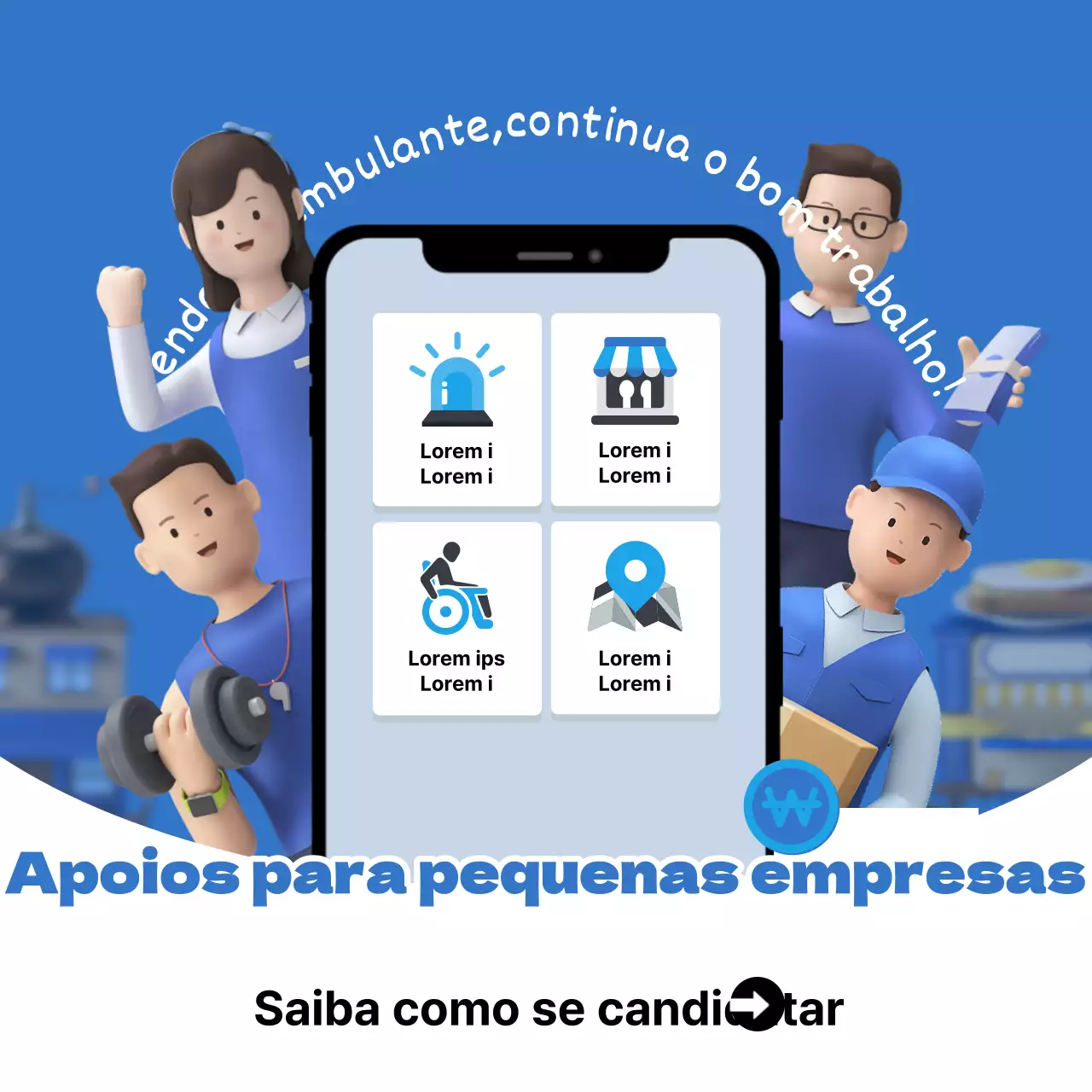 Um bonito post azul e branco sobre subsídios para pequenas empresas