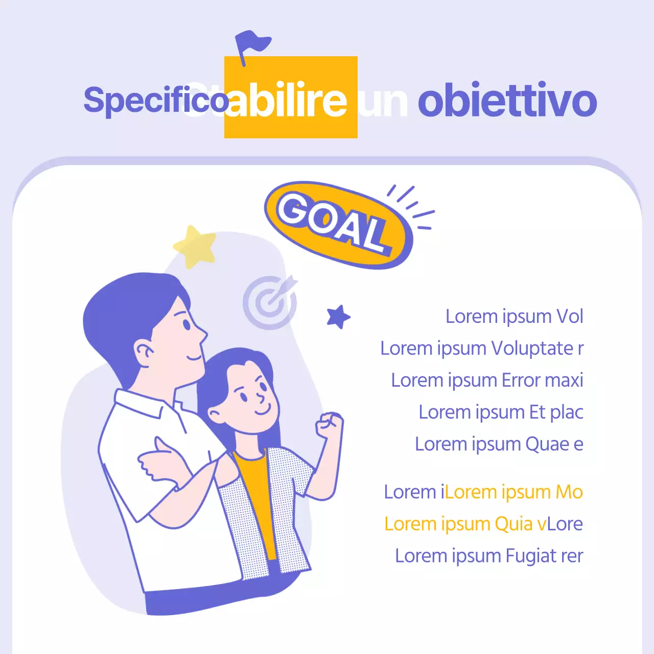 Informazioni finanziarie semplici, gialle e viola, senza denaro