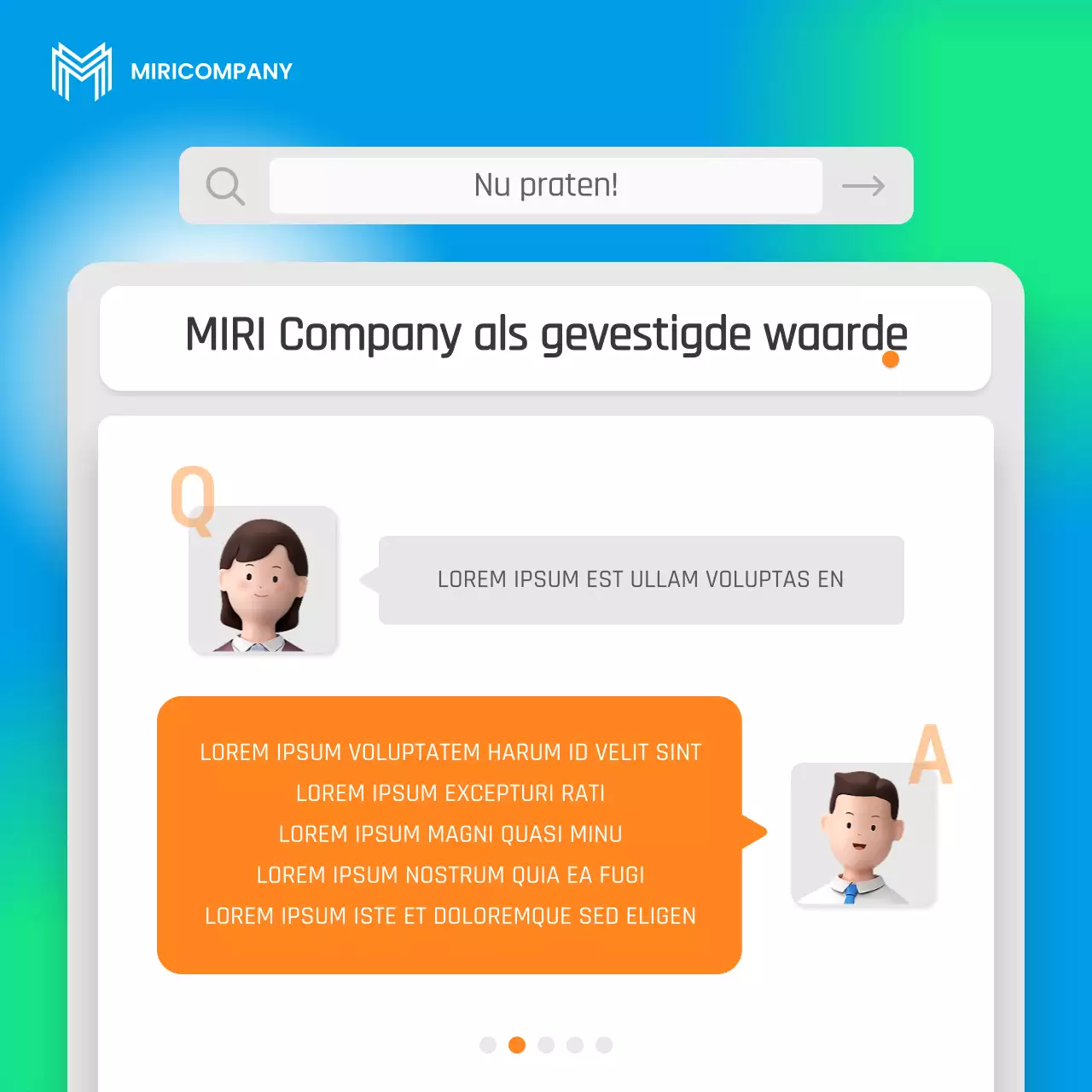 Een eenvoudig blauw en fluorescerend pitchboek voor bedrijven