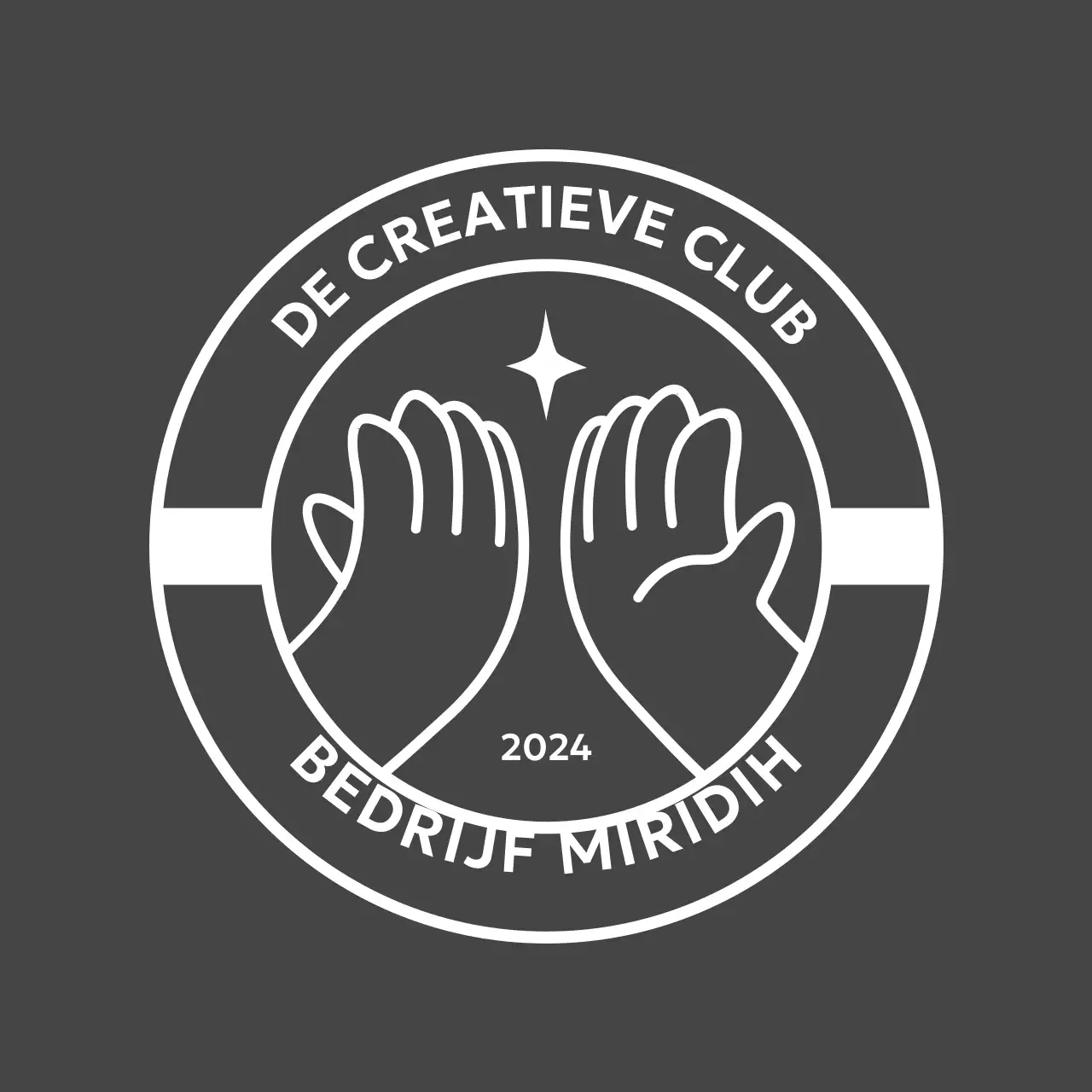 Gestempeld logo met high-fiving handen