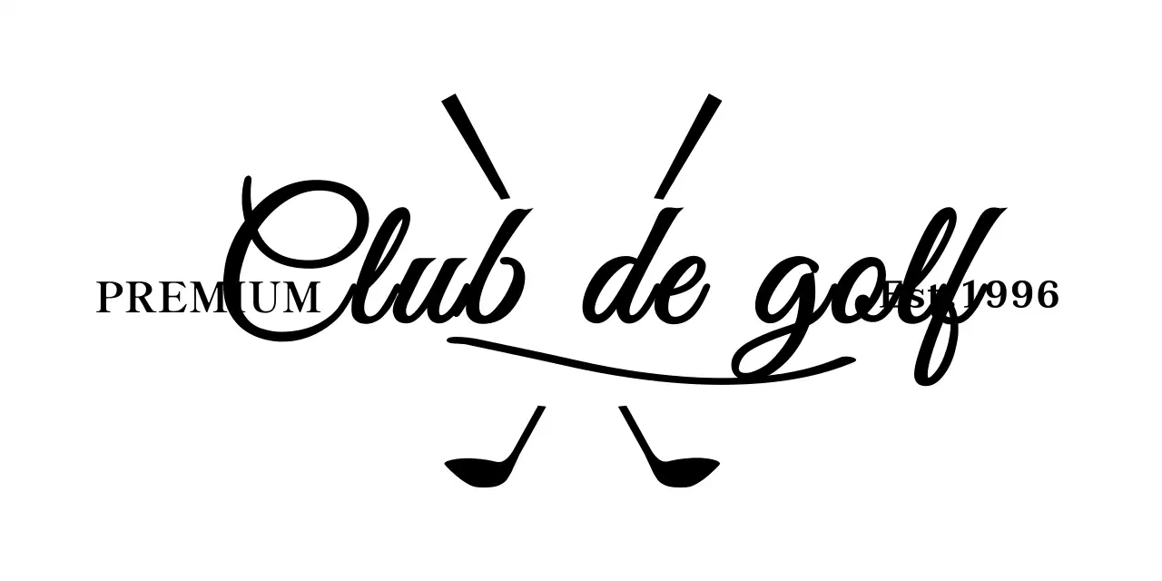 Concepto de lujo club de golf con ilustración de palo de golf y escritura a mano