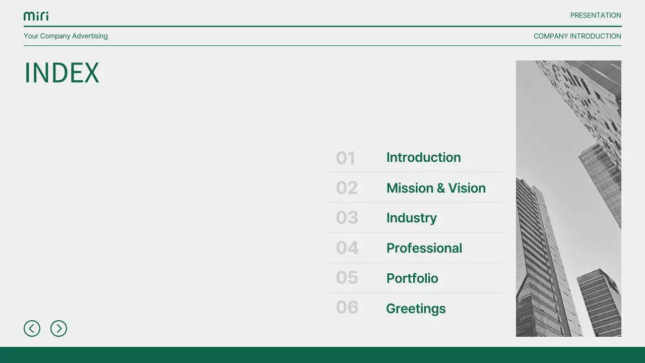 초록색과 회색의 모던한 스토리텔링형 기업 소개서