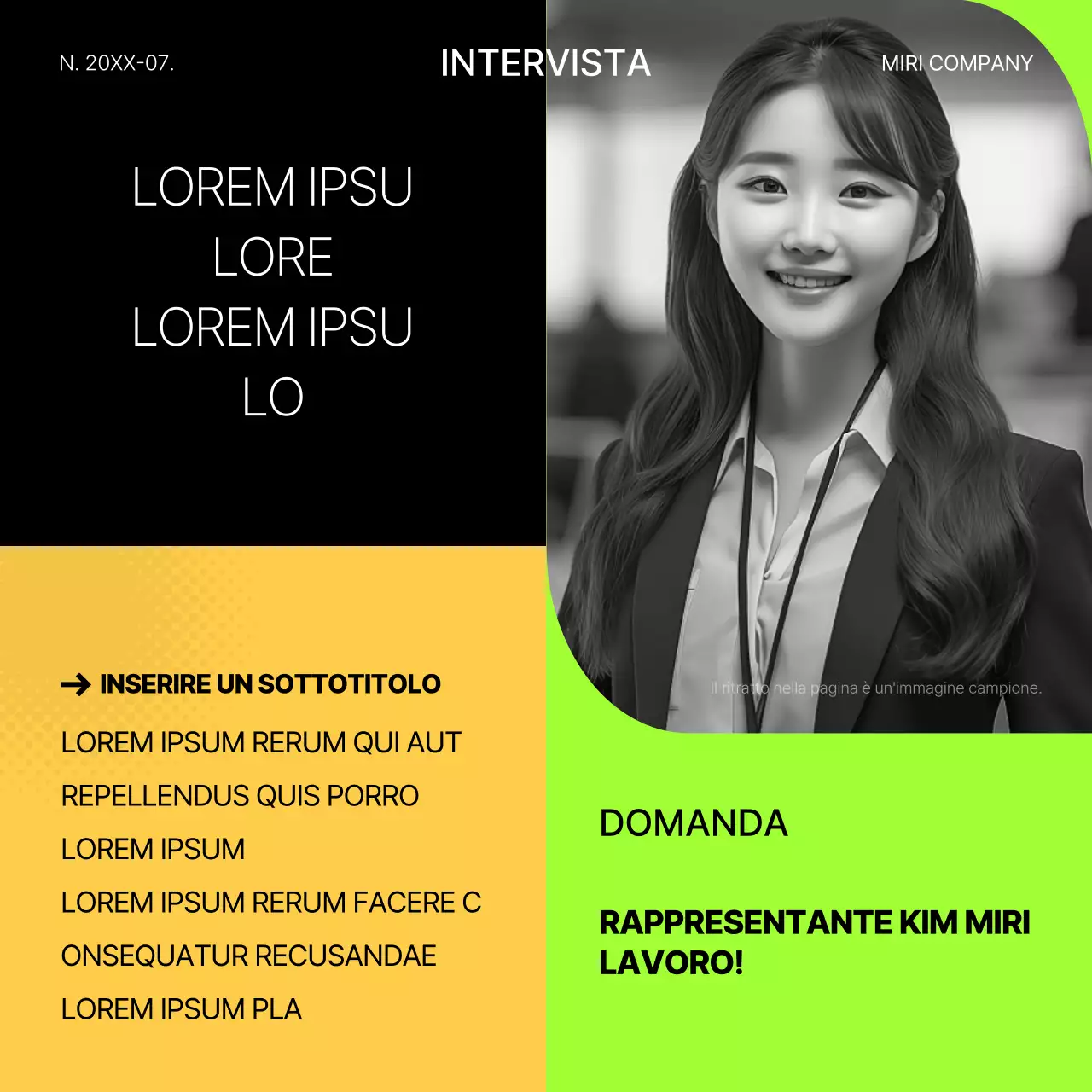 Post di colloquio di lavoro geometrico giallo e fluorescente