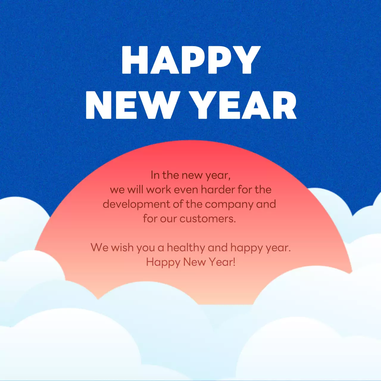 Blue Simple New Year Card Social Media Post