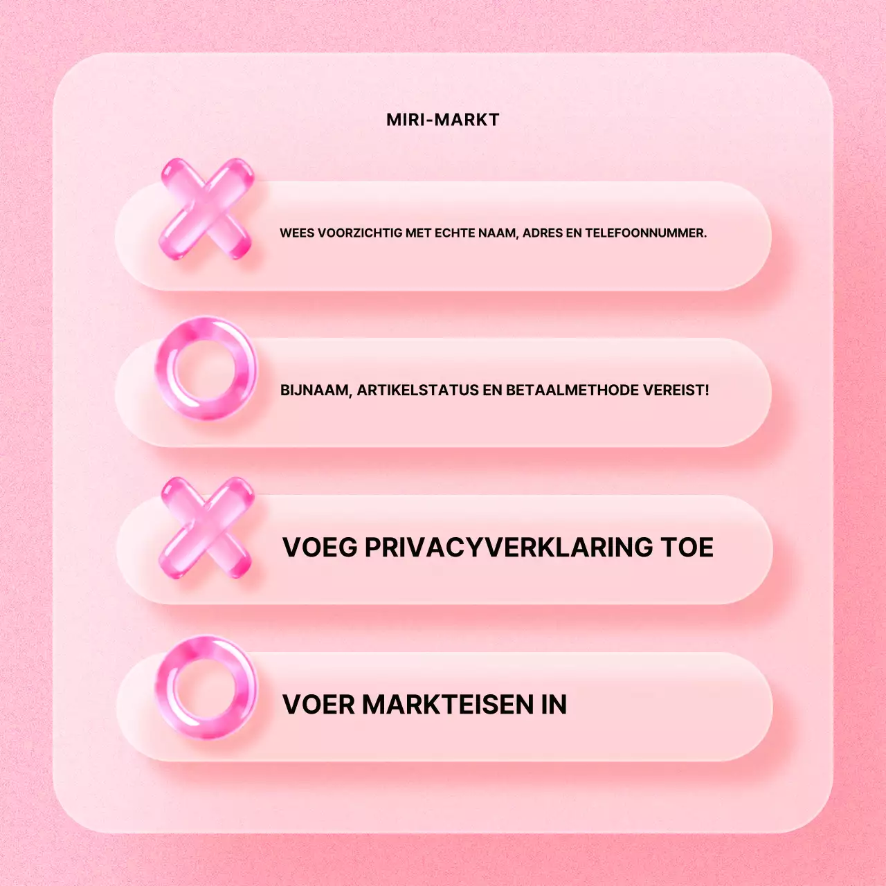 Aankondiging van de roze en rode deelmarkt