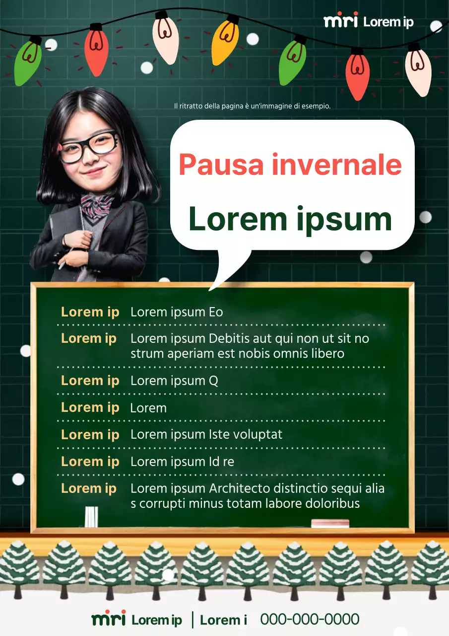 Promuovere un semplice corso di vacanze invernali su sfondo verde