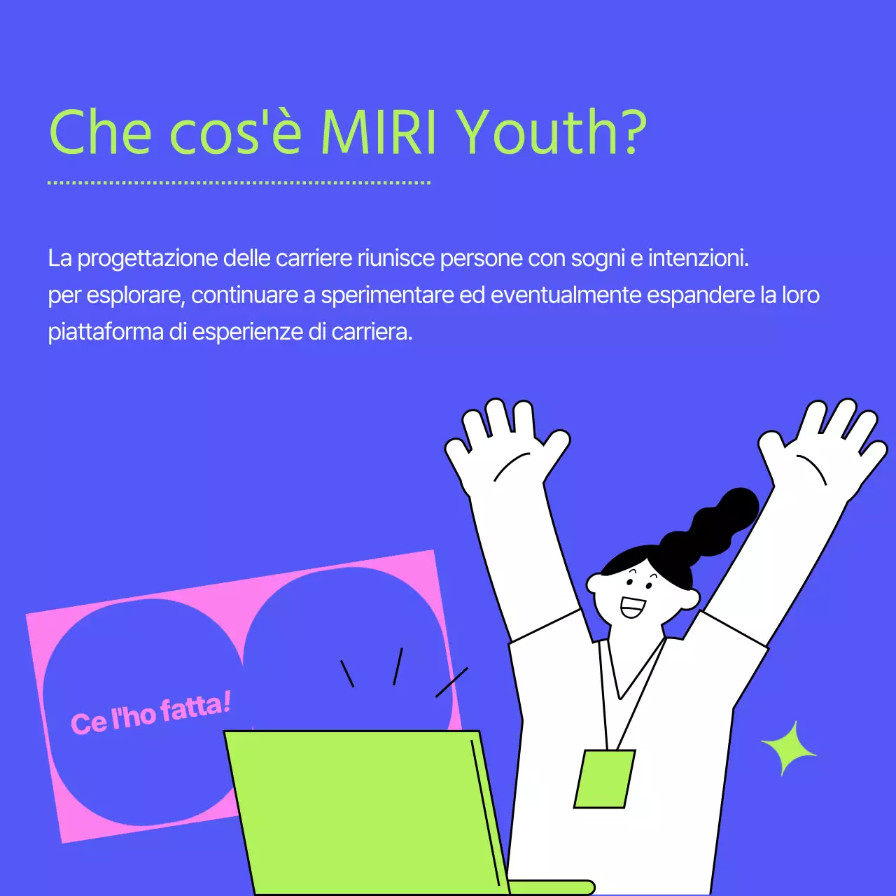 Annuncio kitsch di reclutamento della comunità in viola e chartreuse