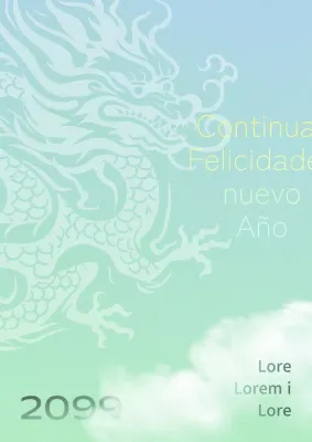 Anuncios orientales de Año Nuevo en chartreuse