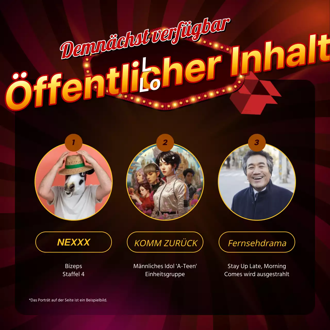 Ein roter und gelber Einführungspost im Retro-Stil