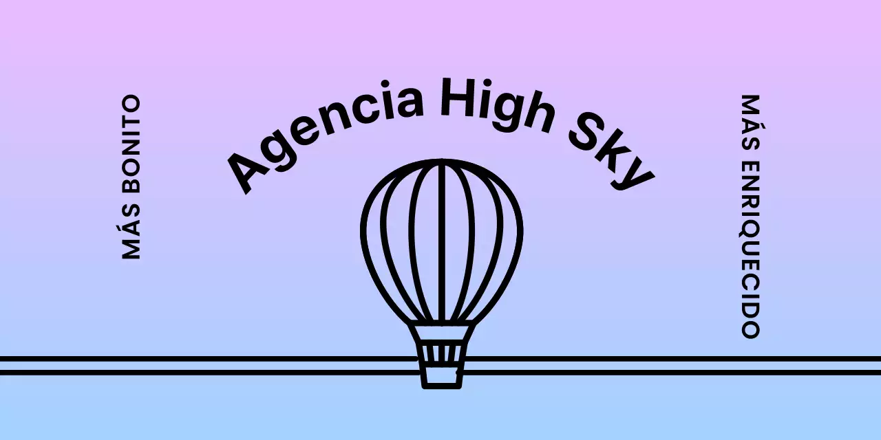 Diseño con un globo aerostático sobre un fondo degradado