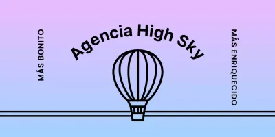 Diseño con un globo aerostático sobre un fondo degradado