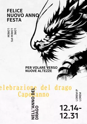 Invito tradizionale per l'Anno del Drago in nero e giallo